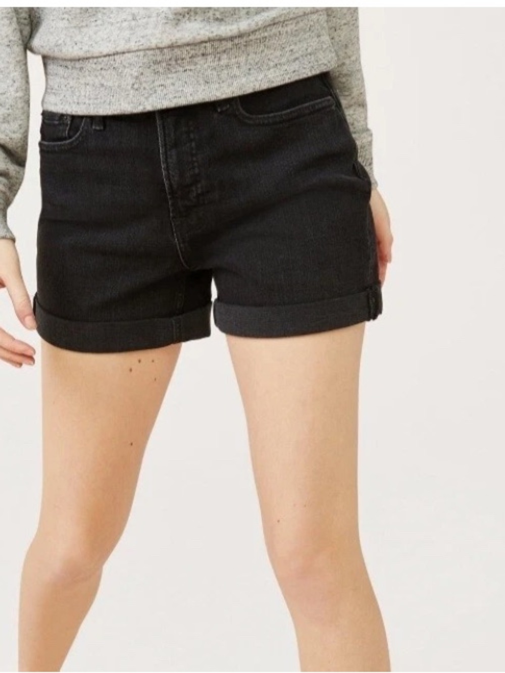 Free Assembly Mid Rise Dark Indigo Black Denim Shorts Rolled Cuff Size 12